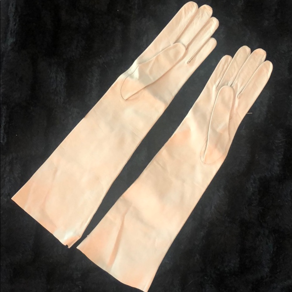 Cream, long leather gloves from Germany in bag
